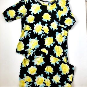Lula Roe Black and yellow floral Julia dress